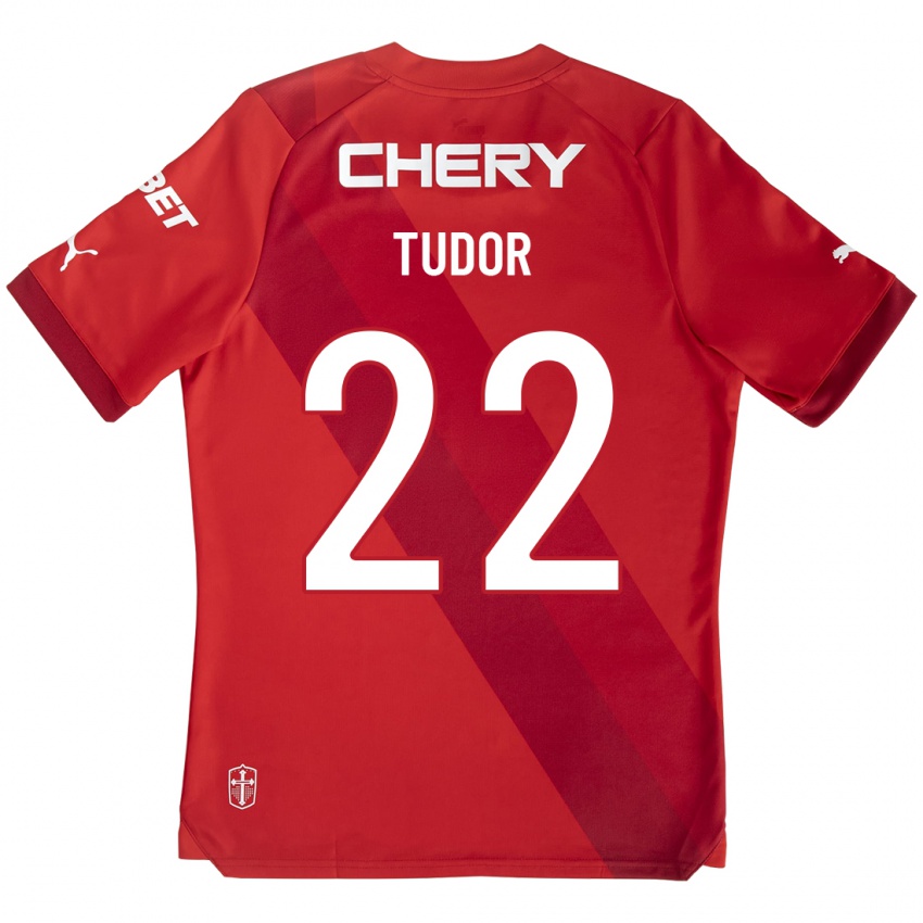 Mulher Camisola Milan Tudor #22 Vermelho Alternativa 2023/24 Camisa