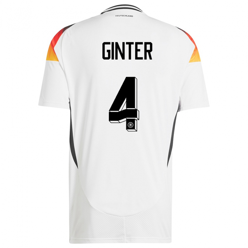 Criança Camisola Alemanha Matthias Ginter #4 Branco Principal 24-26 Camisa