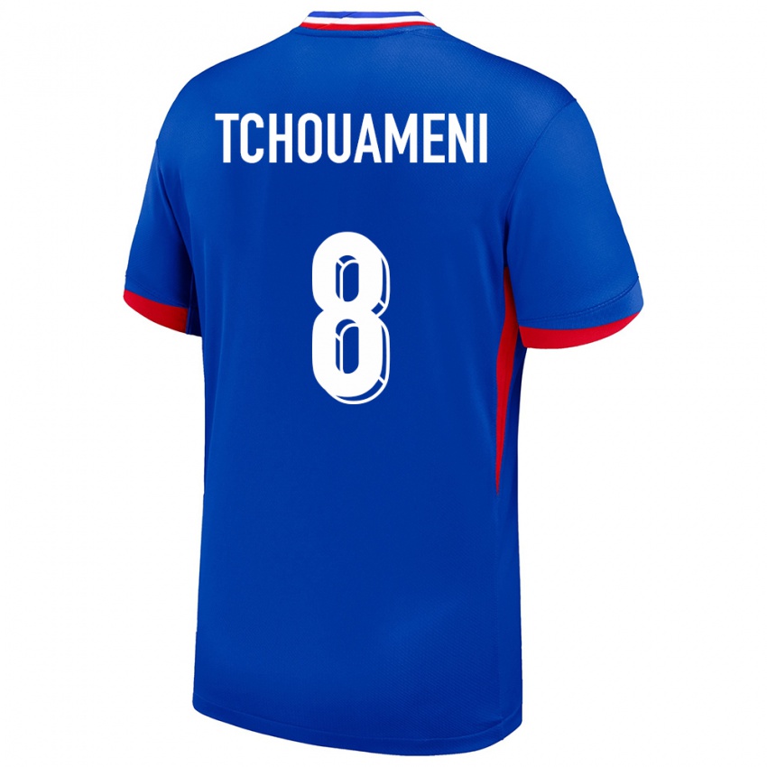 Criança Camisola França Aurelien Tchouameni #8 Azul Principal 24-26 Camisa