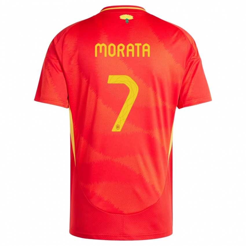 Criança Camisola Espanha Alvaro Morata #7 Vermelho Principal 24-26 Camisa