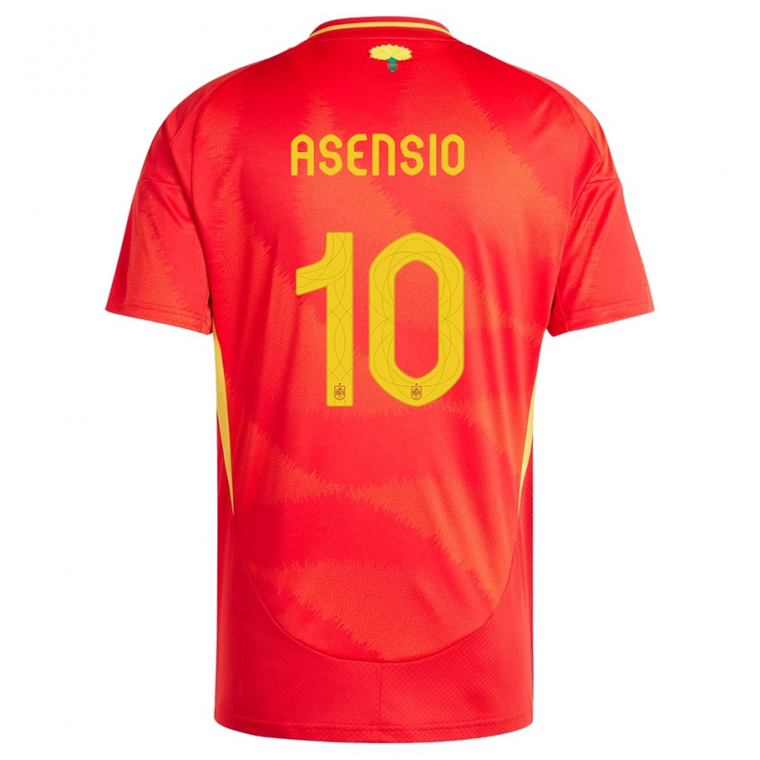 Criança Camisola Espanha Marco Asensio #10 Vermelho Principal 24-26 Camisa