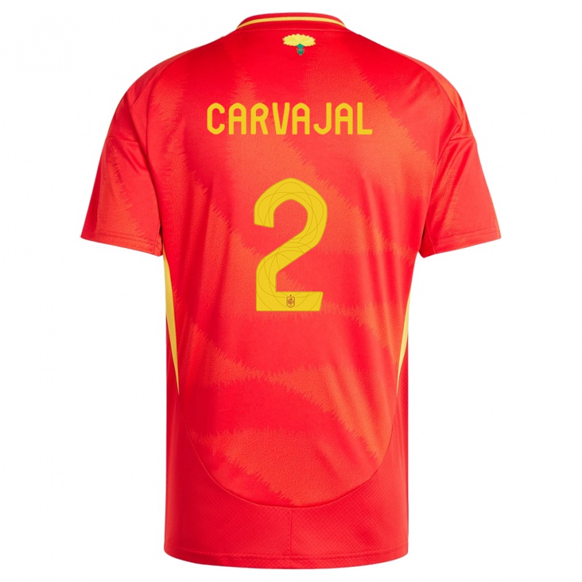 Criança Camisola Espanha Daniel Carvajal #2 Vermelho Principal 24-26 Camisa