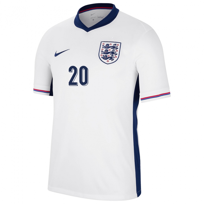 Criança Camisola Inglaterra Kian Pennant #20 Branco Principal 24-26 Camisa