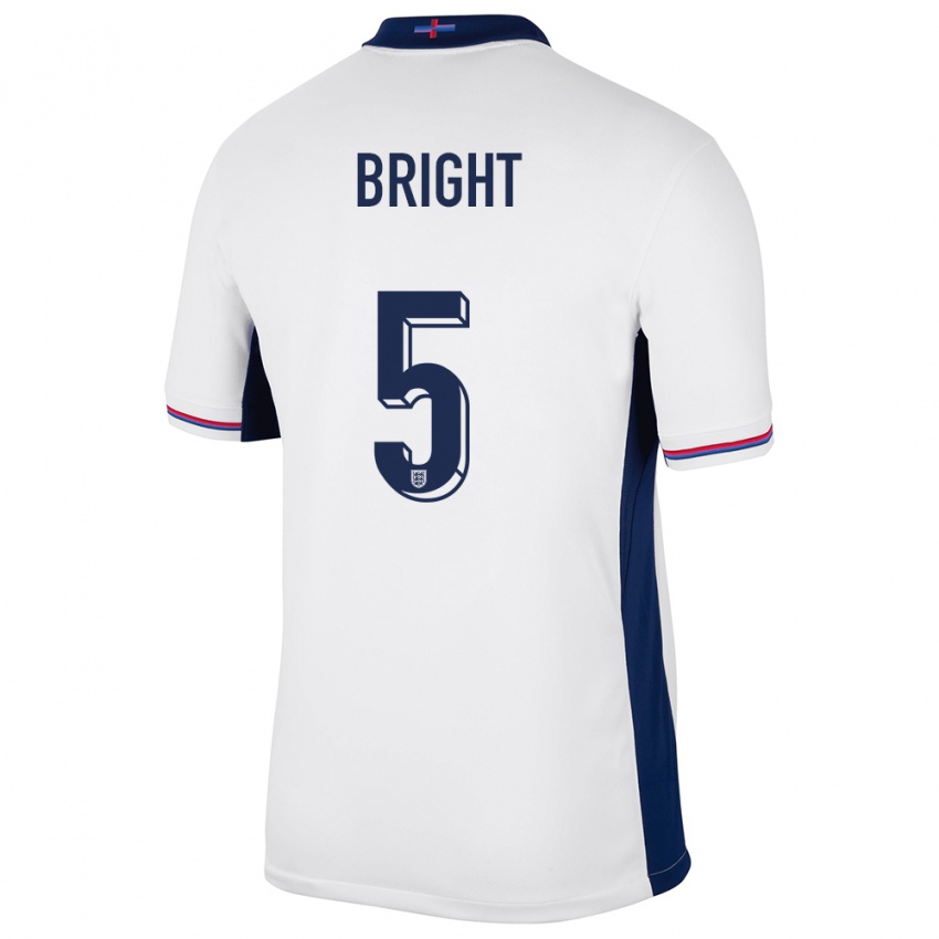 Criança Camisola Inglaterra Millie Bright #5 Branco Principal 24-26 Camisa