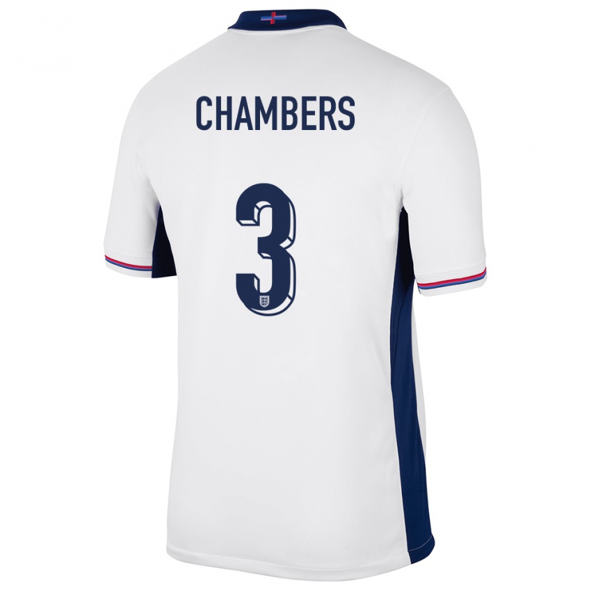 Criança Camisola Inglaterra Luke Chambers #3 Branco Principal 24-26 Camisa