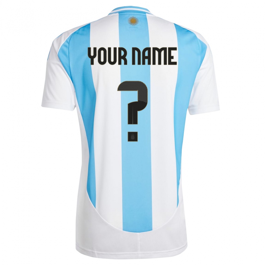 Criança Camisola Argentina Seu Nome #0 Branco Azul Principal 24-26 Camisa