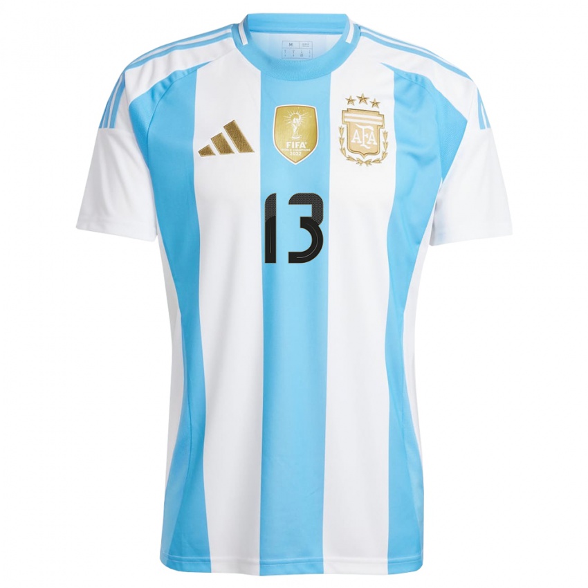 Criança Camisola Argentina Nahuel Genez #13 Branco Azul Principal 24-26 Camisa