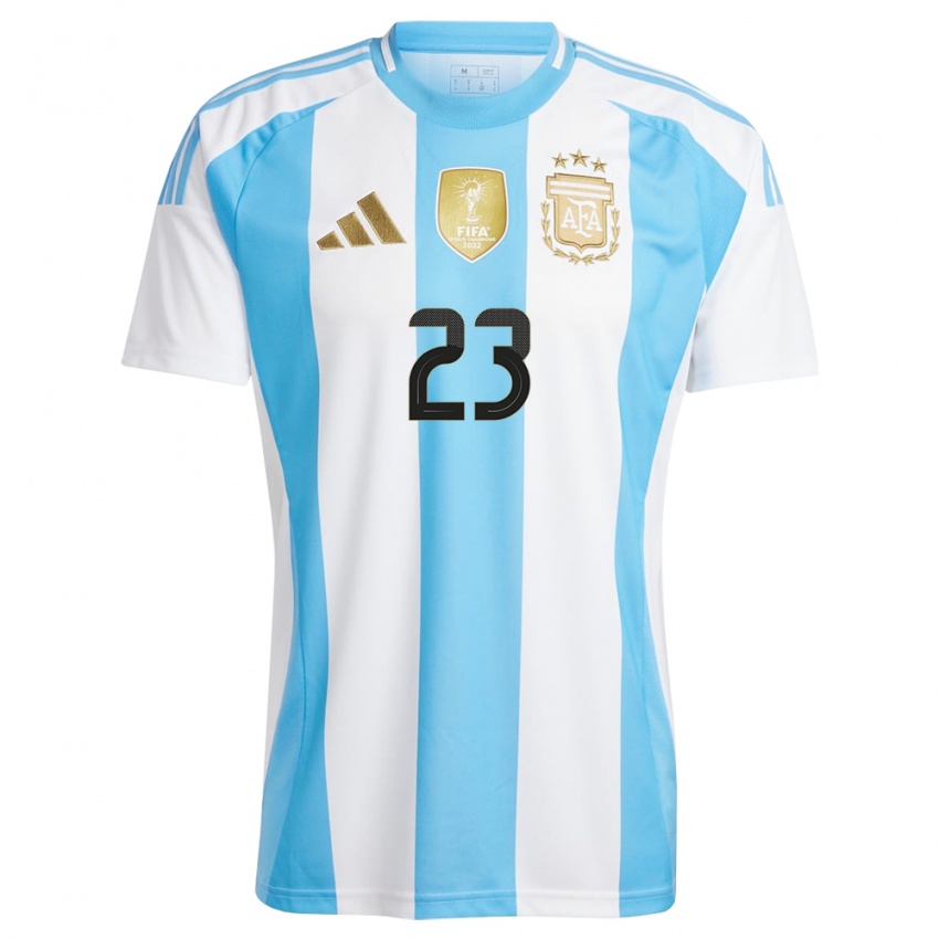 Criança Camisola Argentina Emiliano Martinez #23 Branco Azul Principal 24-26 Camisa