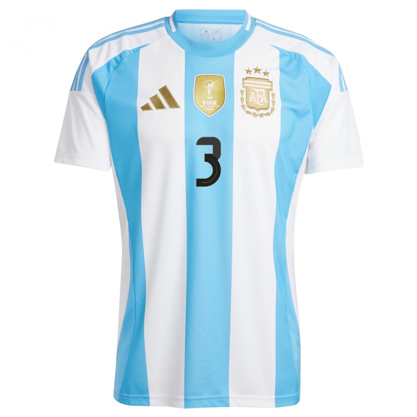 Criança Camisola Argentina Nicolas Tagliafico #3 Branco Azul Principal 24-26 Camisa