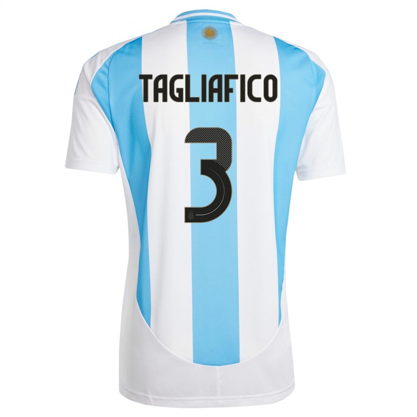 Criança Camisola Argentina Nicolas Tagliafico #3 Branco Azul Principal 24-26 Camisa