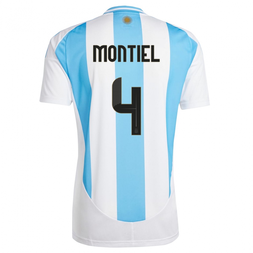 Criança Camisola Argentina Gonzalo Montiel #4 Branco Azul Principal 24-26 Camisa