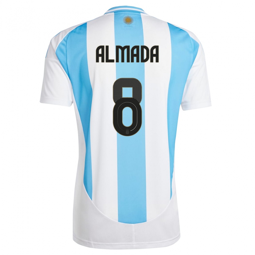 Criança Camisola Argentina Thiago Almada #8 Branco Azul Principal 24-26 Camisa