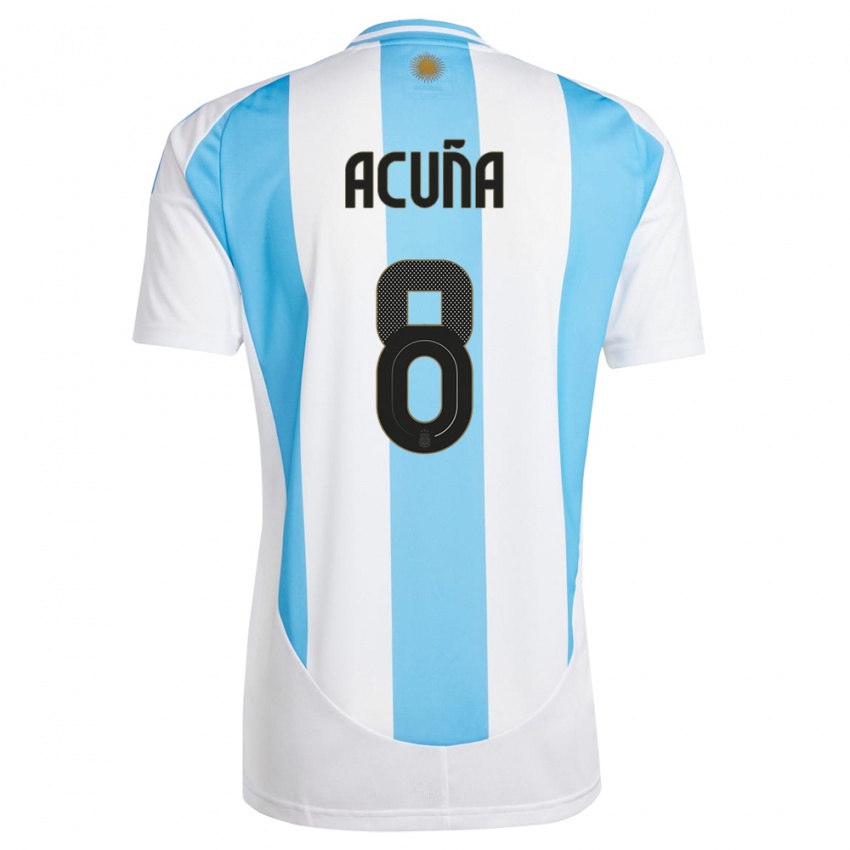 Criança Camisola Argentina Marcos Acuna #8 Branco Azul Principal 24-26 Camisa