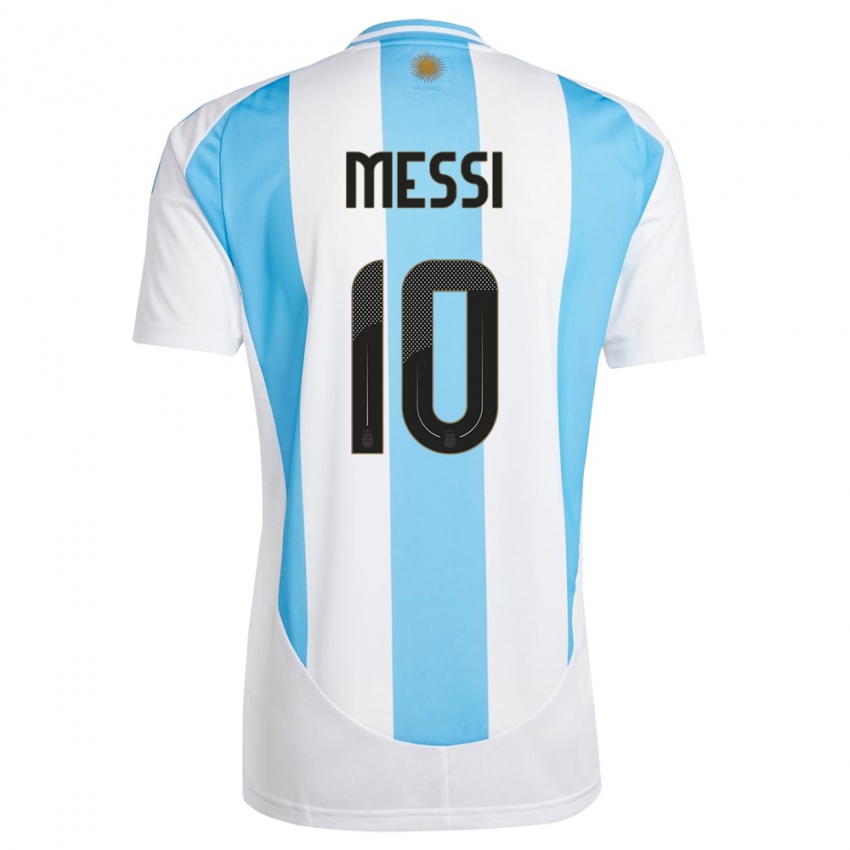 Criança Camisola Argentina Lionel Messi #10 Branco Azul Principal 24-26 Camisa