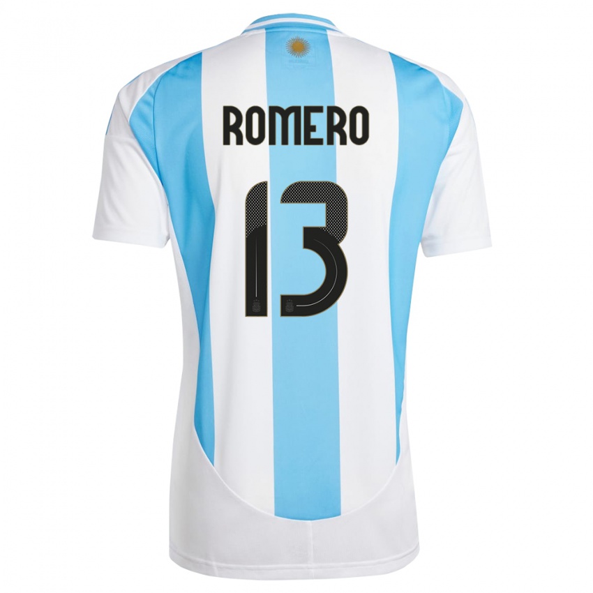 Criança Camisola Argentina Cristian Romero #13 Branco Azul Principal 24-26 Camisa