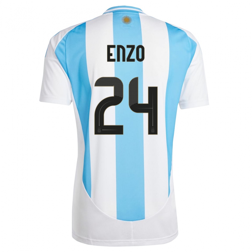 Criança Camisola Argentina Enzo Fernandez #24 Branco Azul Principal 24-26 Camisa