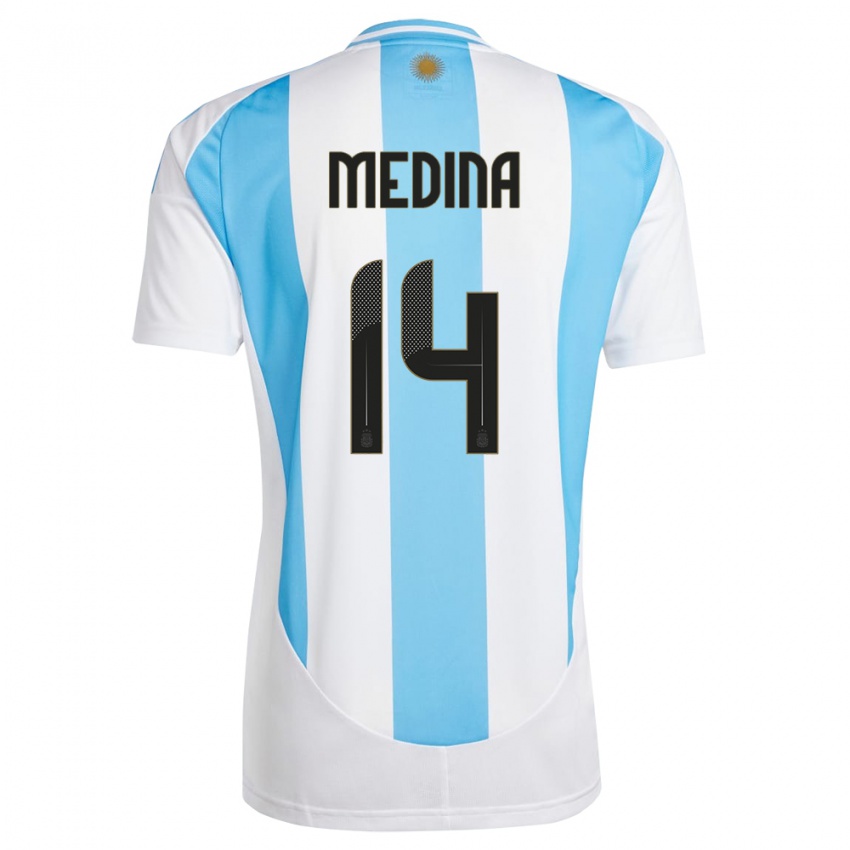 Criança Camisola Argentina Facundo Medina #14 Branco Azul Principal 24-26 Camisa