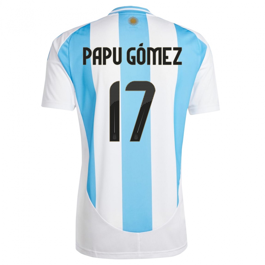 Criança Camisola Argentina Papu Gomez #17 Branco Azul Principal 24-26 Camisa