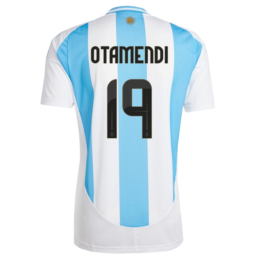 Criança Camisola Argentina Nicolas Otamendi #19 Branco Azul Principal 24-26 Camisa