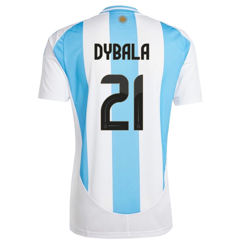 Criança Camisola Argentina Paulo Dybala #21 Branco Azul Principal 24-26 Camisa