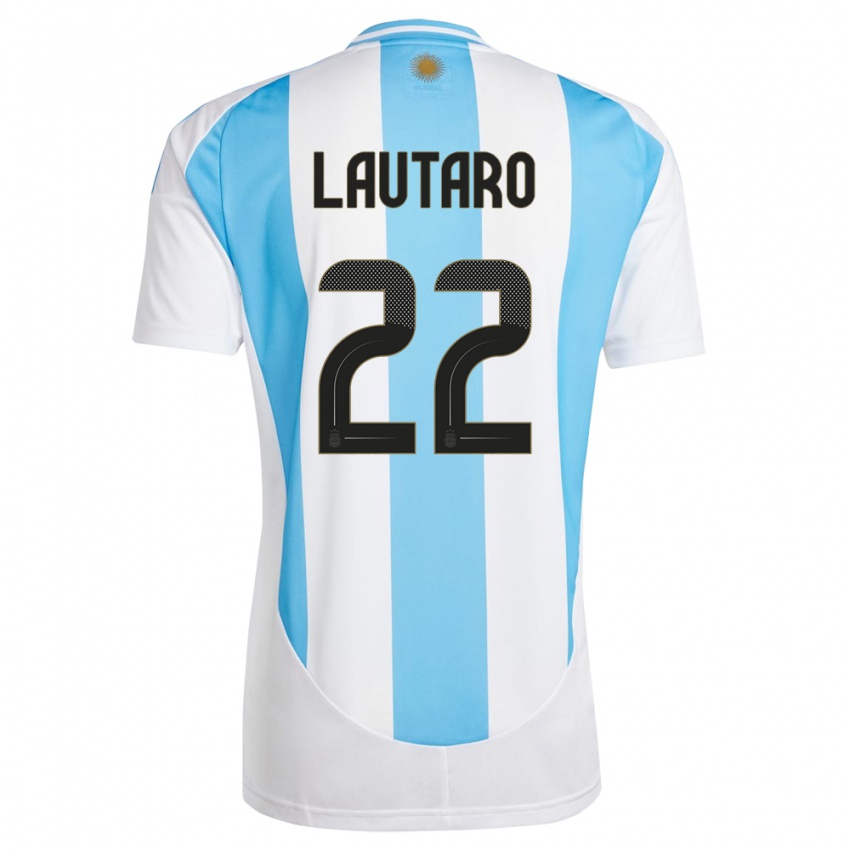 Criança Camisola Argentina Lautaro Martinez #22 Branco Azul Principal 24-26 Camisa