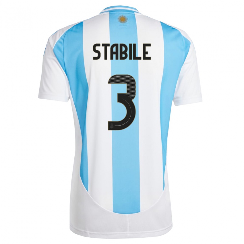 Criança Camisola Argentina Eliana Stabile #3 Branco Azul Principal 24-26 Camisa