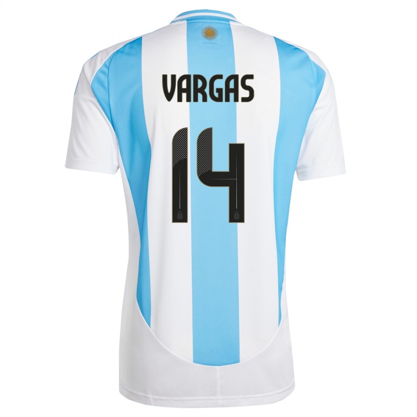 Criança Camisola Argentina Agustina Vargas #14 Branco Azul Principal 24-26 Camisa