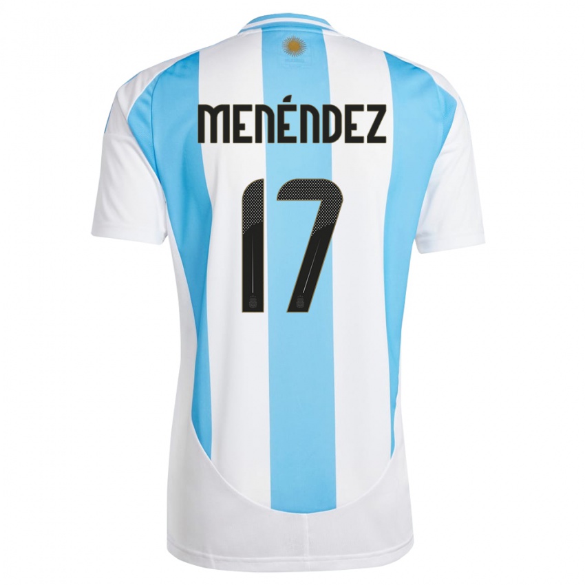 Criança Camisola Argentina Milagros Menendez #17 Branco Azul Principal 24-26 Camisa