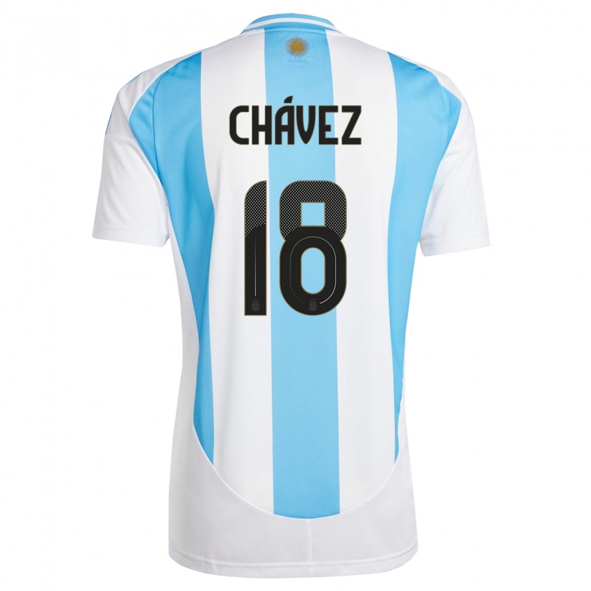 Criança Camisola Argentina Gabriela Chavez #18 Branco Azul Principal 24-26 Camisa