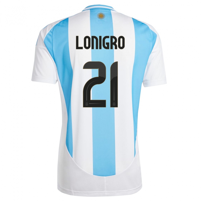 Criança Camisola Argentina Erica Lonigro #21 Branco Azul Principal 24-26 Camisa