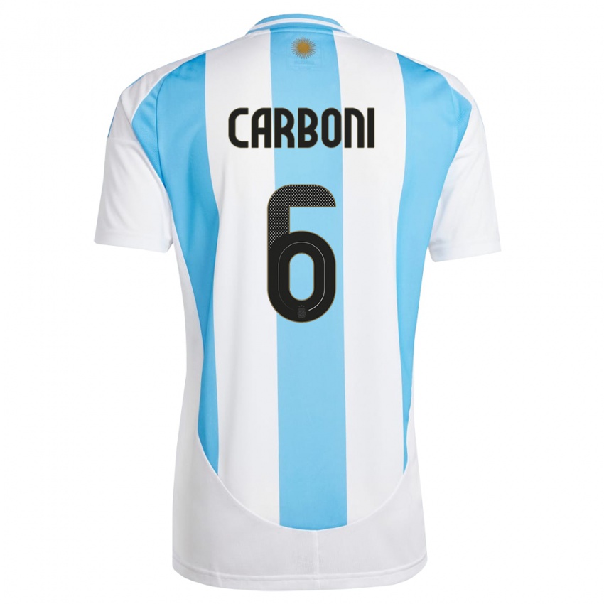 Criança Camisola Argentina Franco Carboni #6 Branco Azul Principal 24-26 Camisa