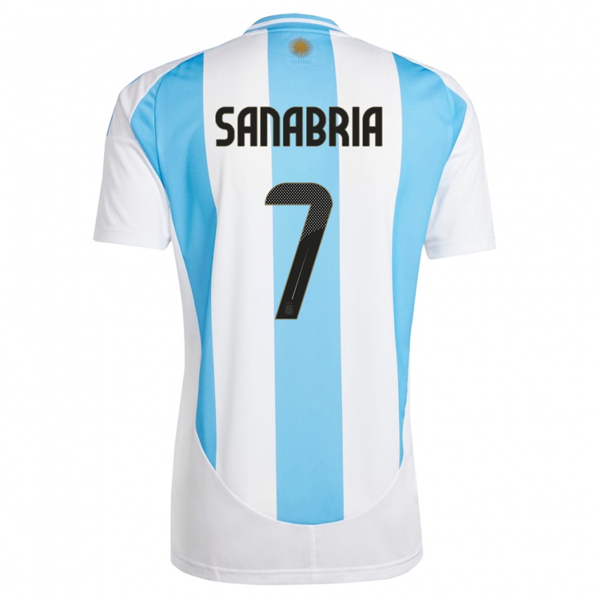 Criança Camisola Argentina Mateo Sanabria #7 Branco Azul Principal 24-26 Camisa