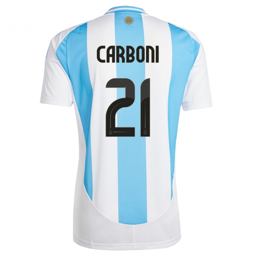 Criança Camisola Argentina Valentin Carboni #21 Branco Azul Principal 24-26 Camisa