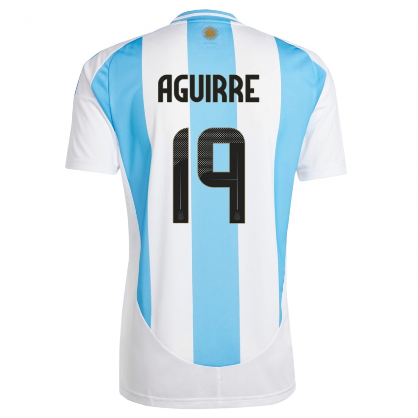 Criança Camisola Argentina Brian Aguirre #19 Branco Azul Principal 24-26 Camisa