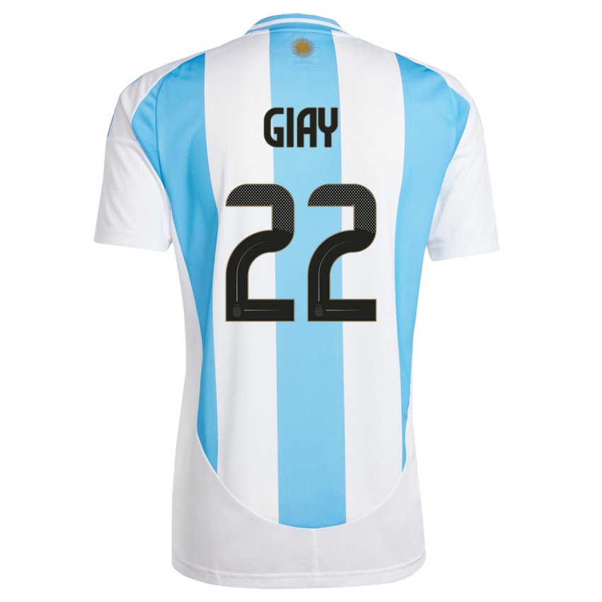 Criança Camisola Argentina Agustin Giay #22 Branco Azul Principal 24-26 Camisa