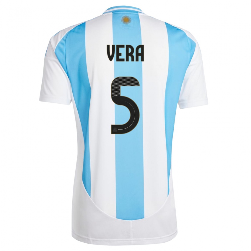 Criança Camisola Argentina Fausto Vera #5 Branco Azul Principal 24-26 Camisa