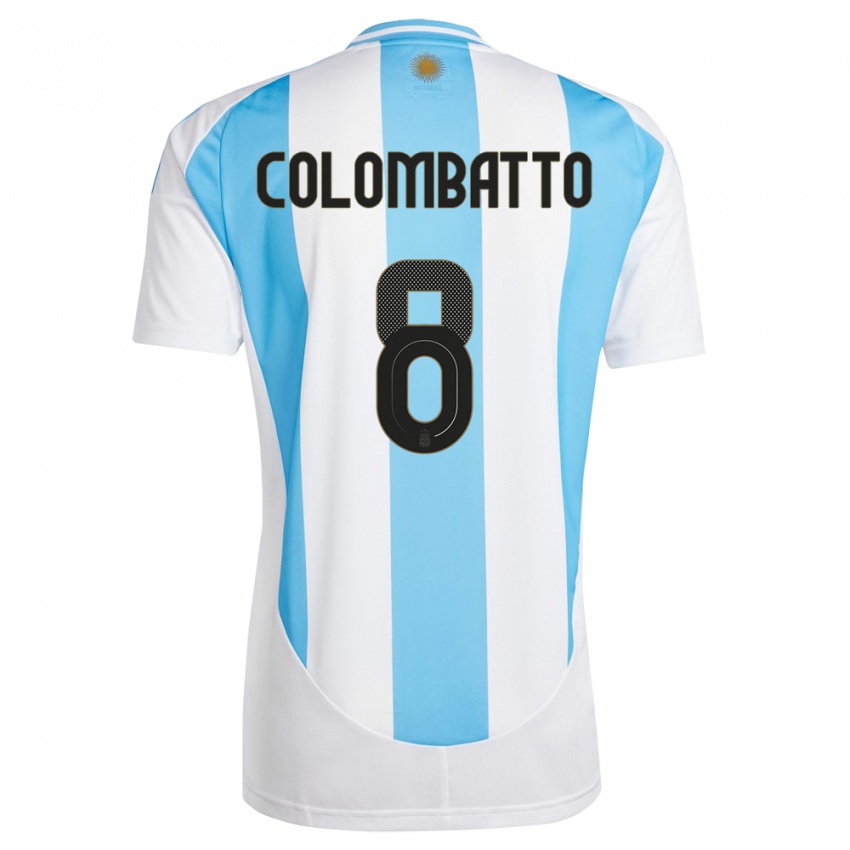 Criança Camisola Argentina Santiago Colombatto #8 Branco Azul Principal 24-26 Camisa