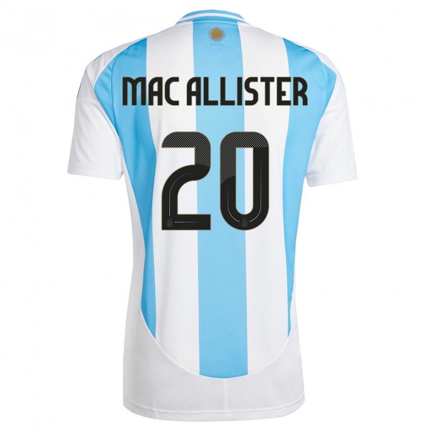 Criança Camisola Argentina Alexis Mac Allister #20 Branco Azul Principal 24-26 Camisa