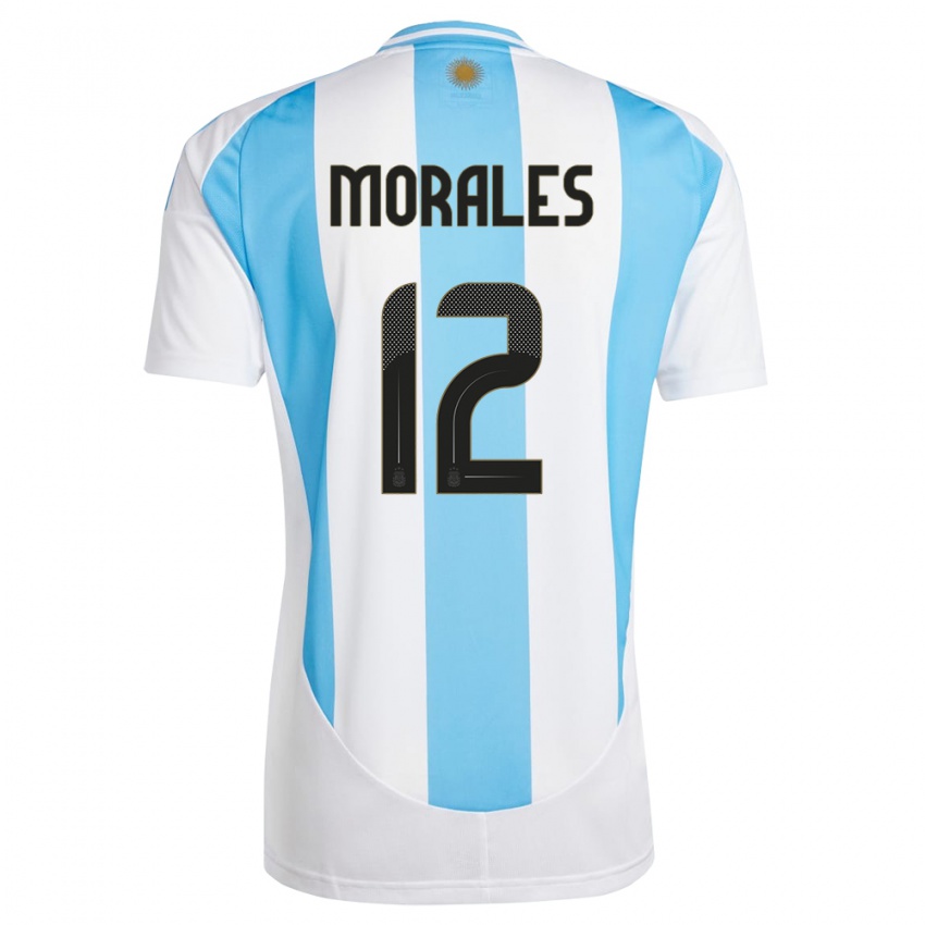 Criança Camisola Argentina Lautaro Morales #12 Branco Azul Principal 24-26 Camisa