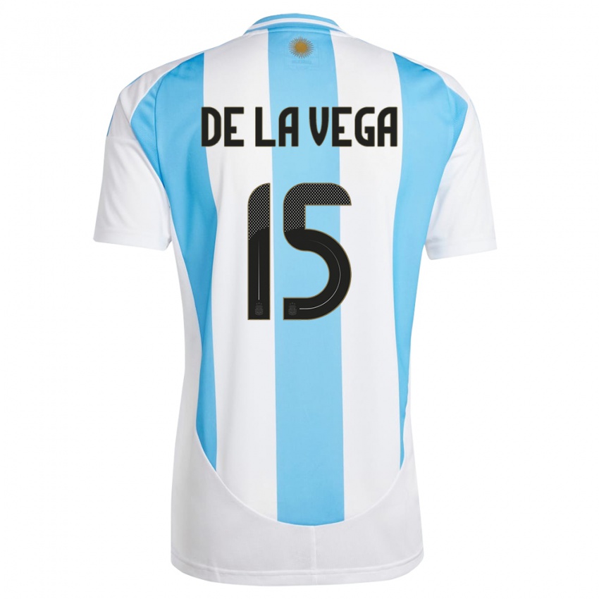 Criança Camisola Argentina Pedro De La Vega #15 Branco Azul Principal 24-26 Camisa