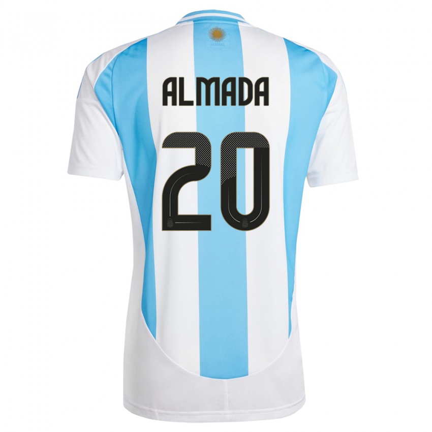 Criança Camisola Argentina Thiago Almada #20 Branco Azul Principal 24-26 Camisa