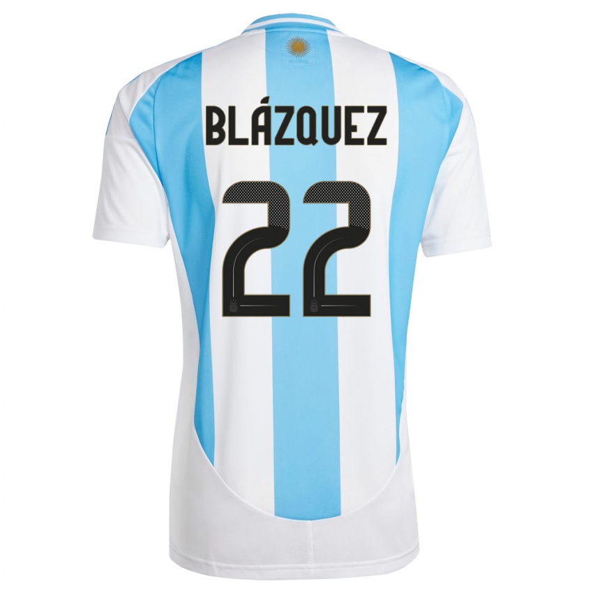 Criança Camisola Argentina Joaquin Blazquez #22 Branco Azul Principal 24-26 Camisa