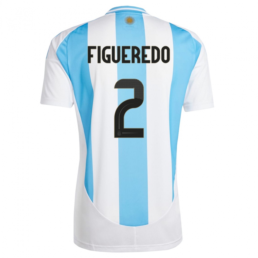 Criança Camisola Argentina Leandro Figueredo #2 Branco Azul Principal 24-26 Camisa