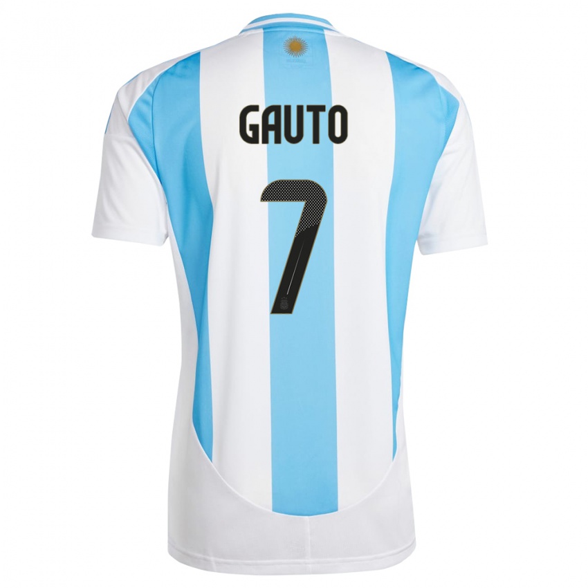 Criança Camisola Argentina Juan Gauto #7 Branco Azul Principal 24-26 Camisa