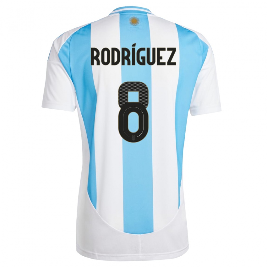 Criança Camisola Argentina Agustin Rodriguez #8 Branco Azul Principal 24-26 Camisa