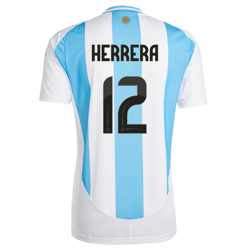 Criança Camisola Argentina Franco Herrera #12 Branco Azul Principal 24-26 Camisa