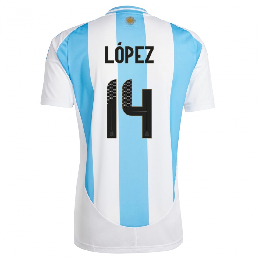 Criança Camisola Argentina Lautaro Lopez #14 Branco Azul Principal 24-26 Camisa