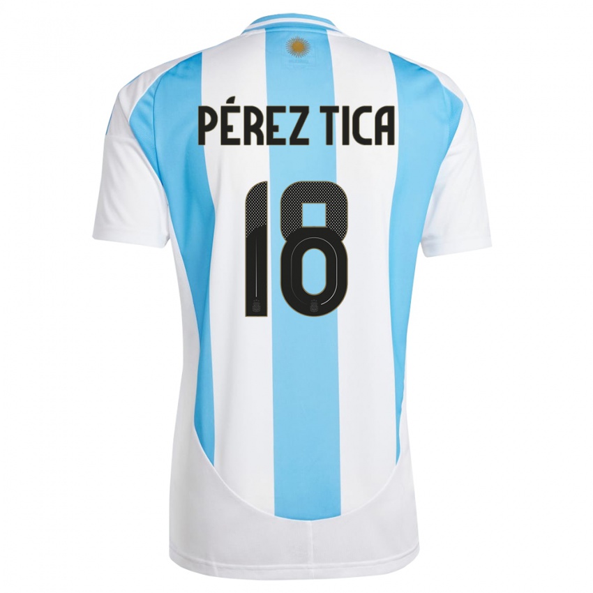 Criança Camisola Argentina Jeremias Perez Tica #18 Branco Azul Principal 24-26 Camisa