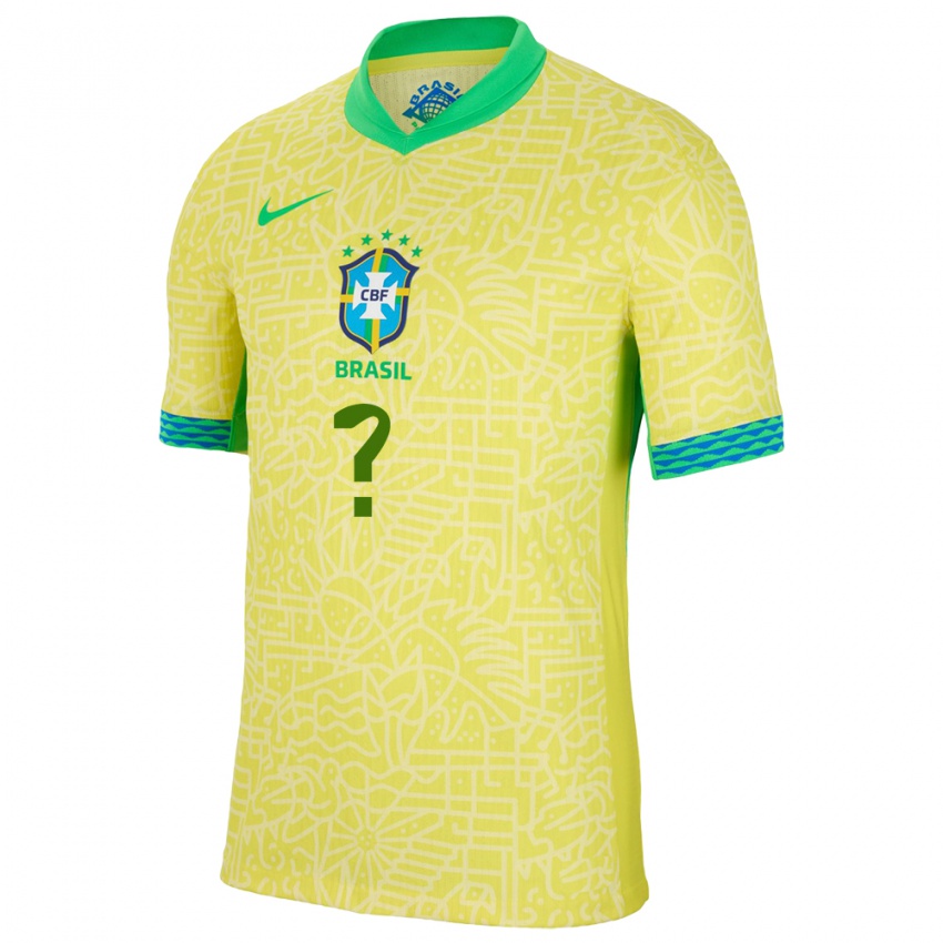 Criança Camisola Brasil Seu Nome #0 Amarelo Principal 24-26 Camisa