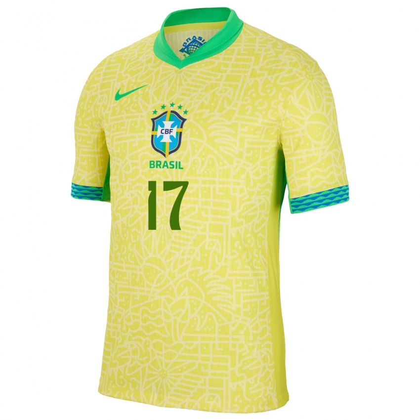 Criança Camisola Brasil Ary Borges #17 Amarelo Principal 24-26 Camisa